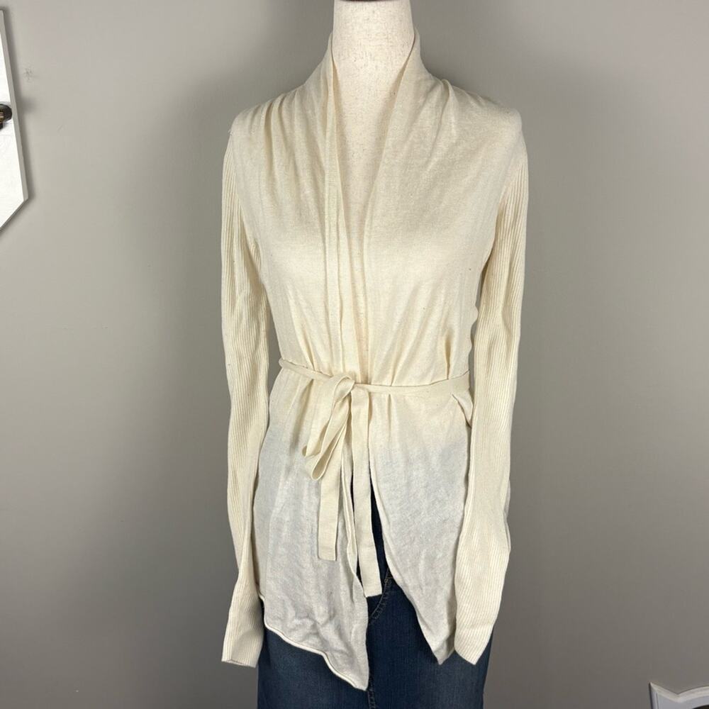 Express Cream Tie Cardigan 2000s Y2K Vintage Women's Small Feminine Romantic
